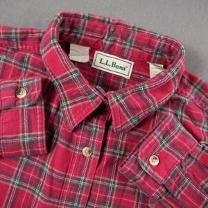 Vintage 80s 90s USA LL Bean Womens Retro Plaid Flannel Shirt Red Classic Fit M